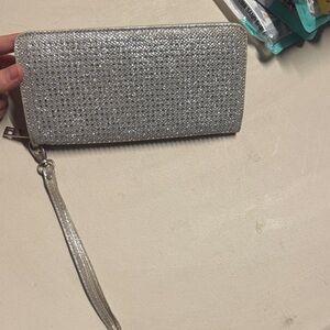 Silver Rhinestone Wristlet Clutch